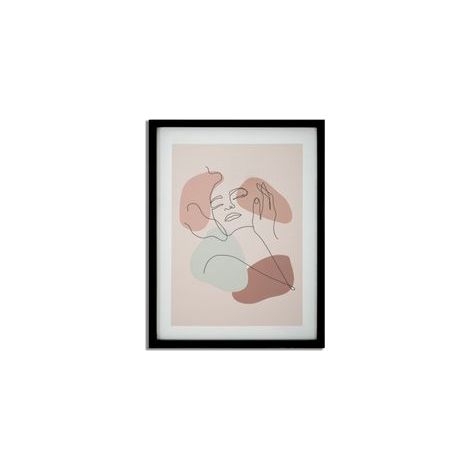 Impression sur papier visage multicolore avec cadre noir cm 35x2x47 (1/5)