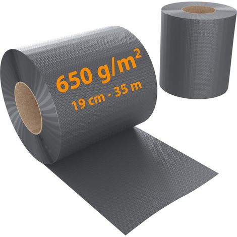 Schermo Privacy In PVC Per Recizioni A Doppia Sbarra Doppio Picchetto Rete Frangivista Per Giardino Terrazzo 650 g/m² Resiste Alle Intemperie Vento 35 m x 19 cm Con Clip Di Fissaggio Grigio Scuro (1/5)