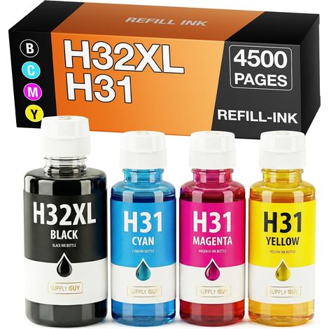 Encre Compatible avec HP 32XL / HP 31 pour Smart Tank 5100 Series 5105 5106 5107 7000 7005 7006 7300 7305 7306 7600 7605 7606 Smart Tank Plus 550 555 558 559 570 655 2.0 (1/5)