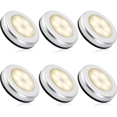 Veilleuse detecteur de mouvement intérieur,lampe led detecteur de mouvement pile pour escaliers, Eclairage LED Placard Armoire Couloir chambre enfant Auto ON / OFF 3M Adhésif (6pcs,blanche chaude) (1/5)