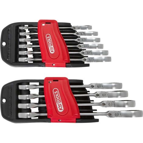 Set chiavi a cricchetto KS TOOLS Gearplus - 10 pz. - Testa inclinabile con bloccaggio 503.4850