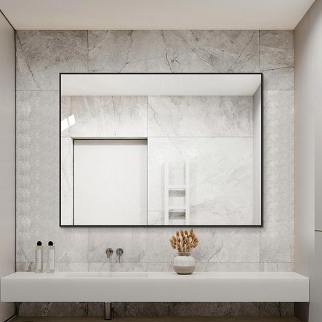 Miroir de salle de bain 60x80cm avec cadre en alliage d'aluminium noir Ce produit de haute qualité allie esthétique et f