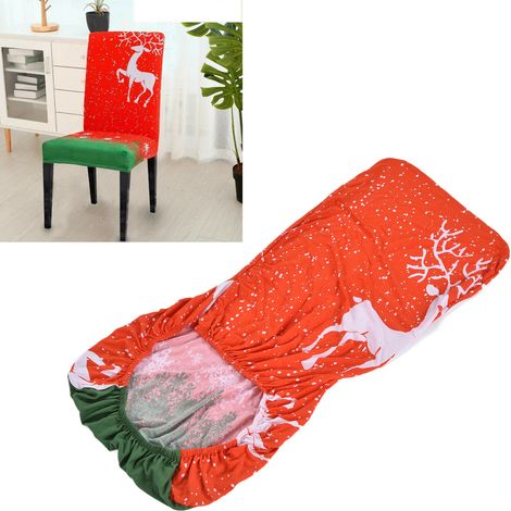 Housses de chaises élastiques pour les réunions de famille du Nouvel An, les fêtes, les décorations de Noël, housses de chaises intégrales, rennes de Noël. (1/5)