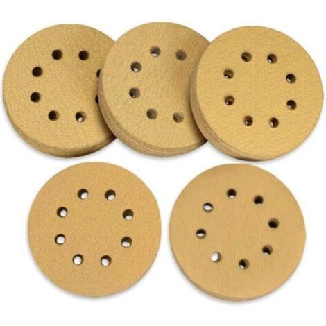 Lot de 100 Disques Abrasifs, 125 mm avec Crochet Et Boucle 60 80 120 150 220 Grains 8 Trous Assortis pour Ponceuse Orbitale Aléatoire..dyk.Trywise (1/3)