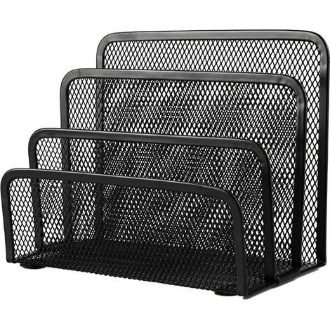 Plateau à courrier en maille métallique, porte-documents, porte-revues en maille métallique, trieur de bureau, porte-documents, organiseur de rangement à 3 niveaux (1/5)