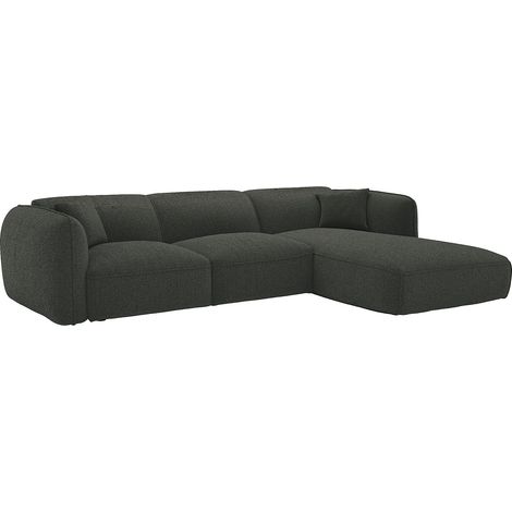 Canapé d'angle droit en tissu chenille vert CAMILIO de Maison Céphy (1/4)