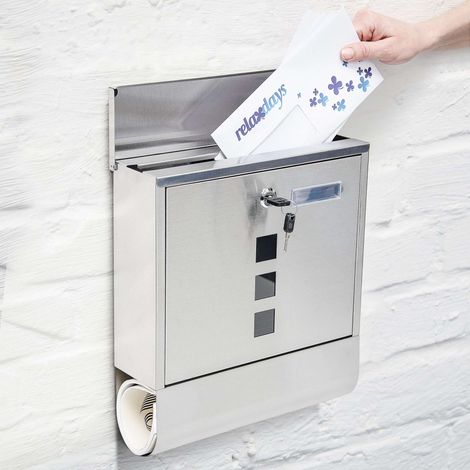 Buzon de acero inoxidable con compartimento para revistas (1/5)