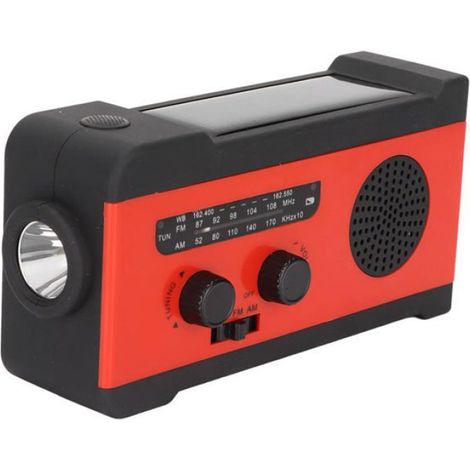 Radio Météo - AM FM NOAA - Alimentation Solaire + Manivelle + Lampe LED d'Urgence - Batterie 2000 mAh - Pour Extérieur et Secours - 1 Pièce (1/5)