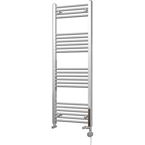 Zennor - Chrome Dual Fuel Towel Rail H1400mm x W500mm Thermostatic - Straight (1/3)