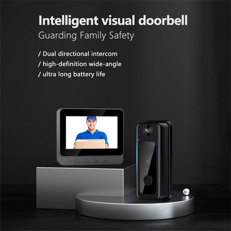 Caméra de sonnette vidéo 1080P 4,3 pouces avec affichage, Vision nocturne grand Angle 170 °, conversation bidirectionnelle pour la sécurité de la maison. (1/5)