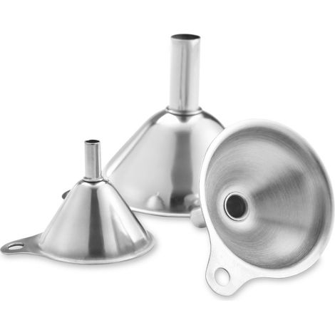 Lot de 3 entonnoirs en acier inoxydable, entonnoirs de cuisine pour liquides, huile, confiture et poudre (1/5)