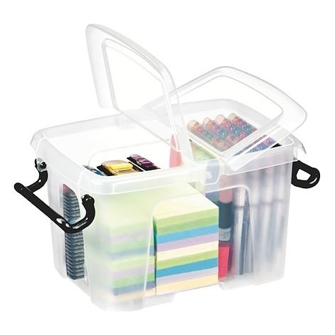 Boîte de rangement en plastique Strata - 6 litres - dim : H 22,4 x L 30,5 cm - Lot de 5 (1/2)
