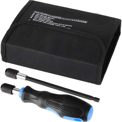 20-teiliges Drahtbürstenset mit 1/4"-Sechskantschaft und Verlängerungsschaft, Bürsten aus Edelstahl, Messing und Nylon (1/5)