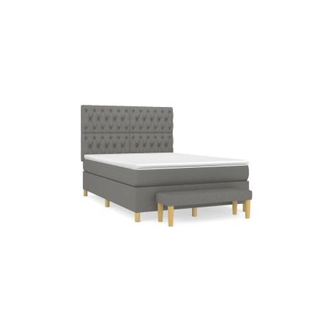 Sommier à lattes de lit avec matelas Gris foncé 140x190 Tissu (1/5)