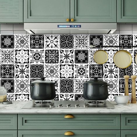 MINKUROW Azulejo De Piedra Pegatinas De Pared Autoadhesivo Peel And Stick Tile Cocina Baño Backsplash Splashback Diy Stickers Azulejos De Cemento Pintura Wall Tile Sticker (50 x 100 Cm) (1/4)