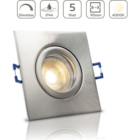 Einbauspot IP44 eckig - Farbe: Edelstahl-gebürstet - LED Leuchtmittel: GU10 5W neutralweiß dimmbar (1/5)