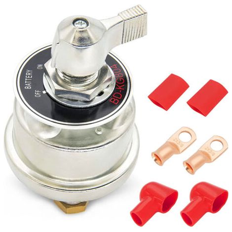 Ahlsen 2x Coupe Batterie 12V-24V, 300A Interrupteur Isolateur de Batterie avec Bornes en Cuivre, Commutateur de Batterie pour Voitures Camions Camping-Cars Bateaux (1/5)