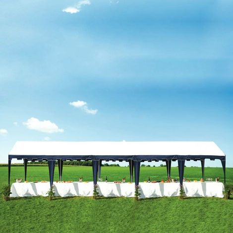 Terre Jardin – Tente de réception 3 x 10 m – Toile polyéthylène 180 g/m² – Structure en acier renforcé – Capacité 25-30 personnes assises (1/4)