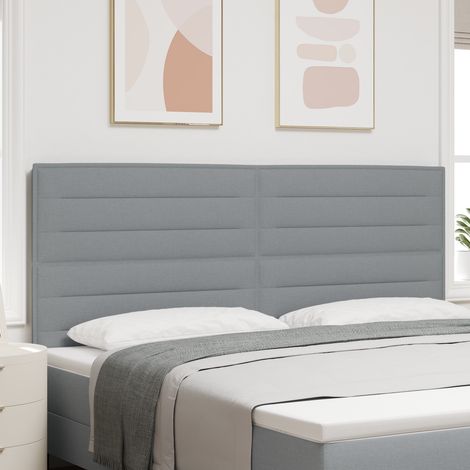 vidaXL LED Headboard Lines Design Light Grey 200 cm Fabric