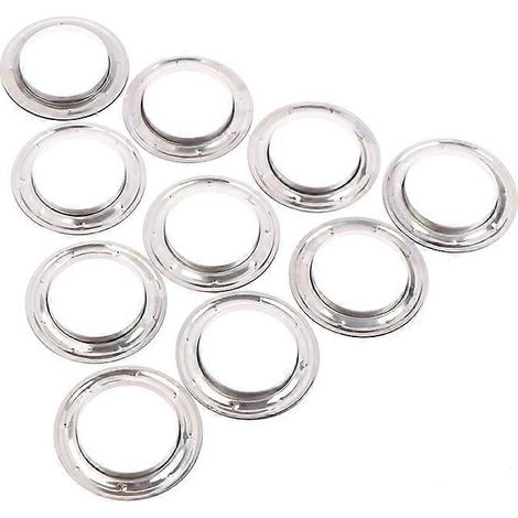 10 paires d'œillets pour rideaux, finition argentée, à monter à l'aide d'une presse. (1/5)