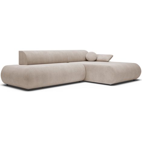 Selsey Armone – Ecksofa mit Schlaffunktion, Chenille, Ottomane rechts, Hellbeige