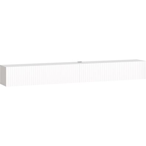 Meuble TV mural, 180 cm, pour téléviseurs 72 pouces, 2 portes battantes, 180 x 25 x 22 cm, blanc (1/5)
