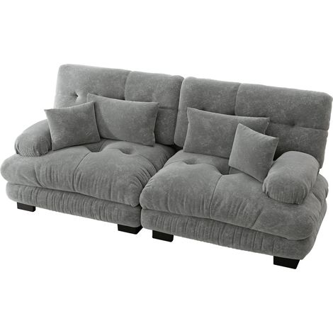 ELVMI Divano ad angolo modulare in Chenille, divano 2 posti con cuscini lombari e decorativi, Grigio (1/5)