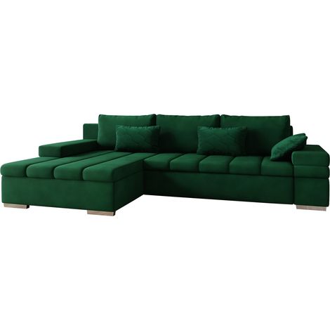 Sofá rinconero Comfivo Olivetum II, Uttario Velvet 2951 + Magic Velvet Pik 2225, Función de descanso, Almacenaje, 310x175x83cm, 0 (1/5)