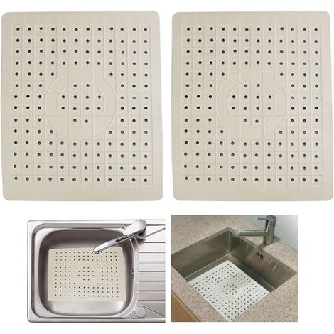 Tapis Égouttoir Évier - Caoutchouc Anti-dérapant - 25 x 30 cm - Pour Évier Cuisine - Lot de 2 (1/3)