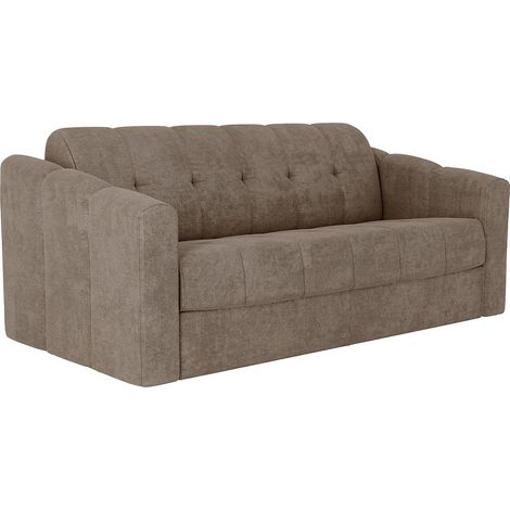 Canapé 3 places convertible express en tissu texturé taupe - Couchage 140 cm - Matelas 14 cm - DARIELO (1/5)