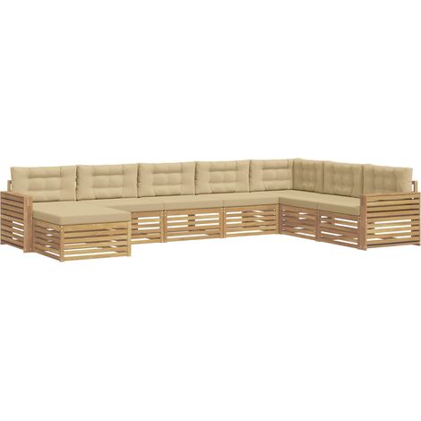 Outdoor Sofa Set 8 pcs White and Beige Solid Acacia Wood vidaXL (1/5)