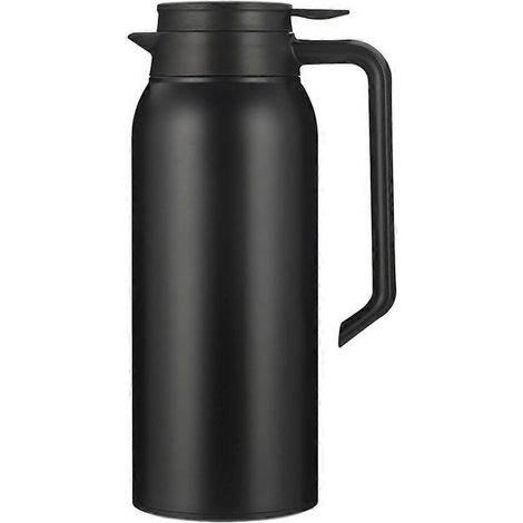 Bouilloire en acier inoxydable de 1,5 L, isolation sous vide à double paroi, cafetière de voyage portable, bouilloire à eau chaude, noire. (1/5)