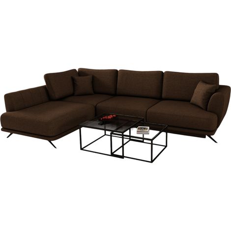 Canapé convertible angle gauche tissu marron Savary 280cm (1/5)