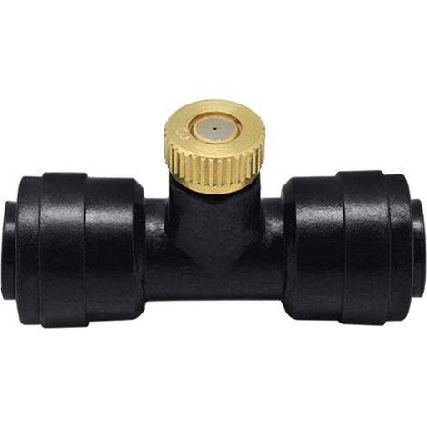 Kit de nebulización de latón de 12 boquillas (6,35 mm/1/4") con conexiones en T y tapa, sistema de refrigeración para jardines exteriores, patios, invernaderos y agricultura.