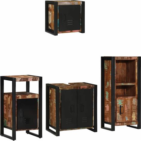 vidaXL Set di mobili per il bagno 4 pcs Legno Recuperato Massello (1/5)
