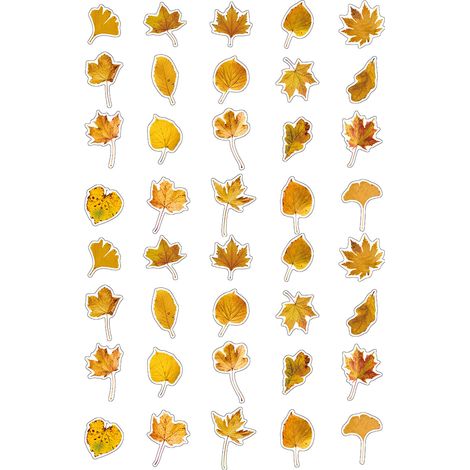 40 autocollants feuilles PET dorés thème plante, stickers matériel végétal DIY carnet, feuilles dorées (1/5)