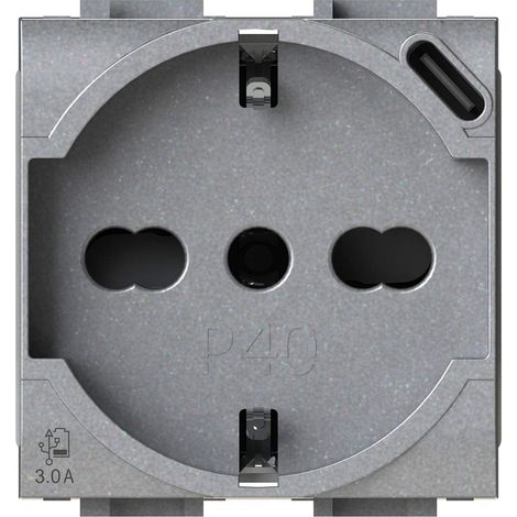 Modulo presa schuko con presa USB 3.1 tipo C, 5Vdc 3A, serie U, tech, compatibile con serie BTicino Living Light - 4Box USBP40 3.0 4B.NT.P40.USB (1/4)