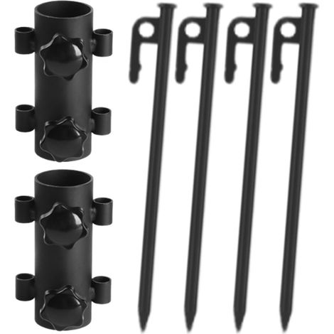 Support parasol extérieur prise sol, 4 ongles 30cm, pied amovible, pêche jardin plage, noir (1/5)