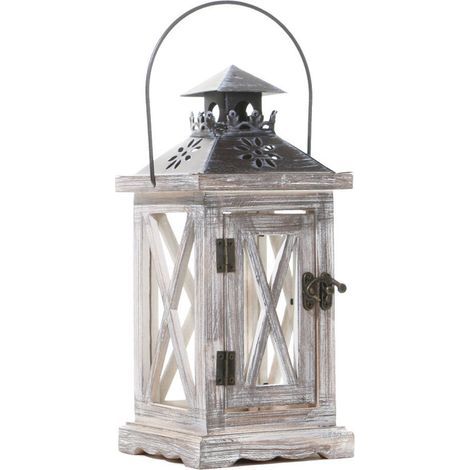 Lanterne en Bois Bougeoir Vintage Lanternes à Bougie Décorative pour Rustique Mariage Centre de Table Suspendu Lanterne Ferme Décor à la Maison Intérieur et Extérieur Lanterne Décor 28cm (1/5)