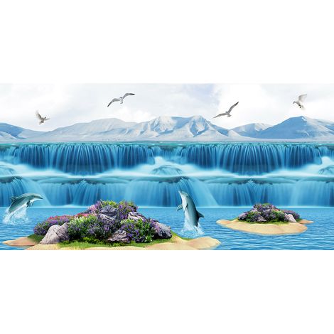 Papier peint panoramique Enfants - Cascade Dauphins - 130 cm x 65 cm (1/2)