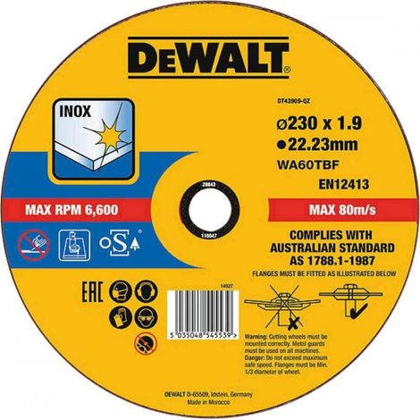 Dewalt 230x1,9x22,23mm disco da taglio per ferro e acciaio inox