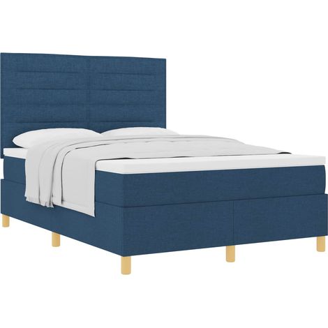 Maison Exclusive - Letto a molle con materasso Blu 140 x 190 cm Tessuto
