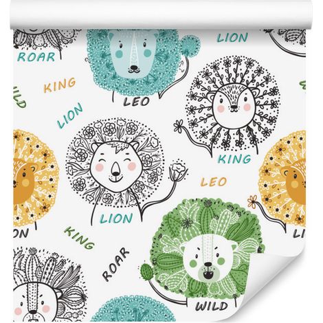 Papier peint à motifs de lions colorés pour salon et chambre 50x1000 cm (1/5)