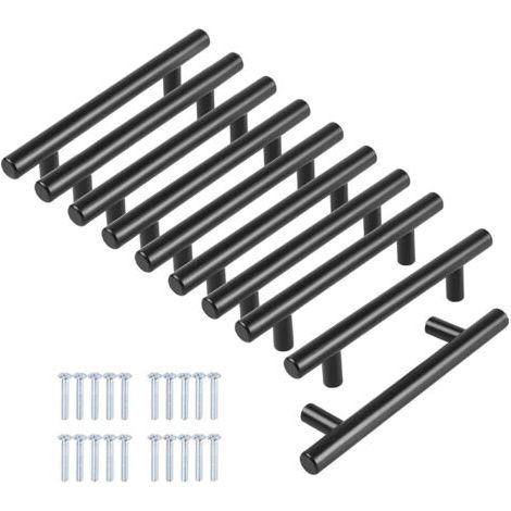 10er-Pack Schwarze Türgriffe 64mm Edelstahl Möbelgriffe für Schränke mit Schrauben (1/5)