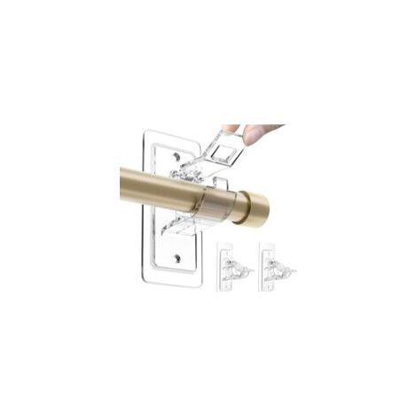 Set di 2 supporti per asta per tende: non è necessaria la foratura, adesivi in PET che non danneggiano la superficie, ganci regolabili senza chiodi per soggiorno e bagno.
