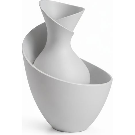 Vaso decorativo grigio a spirale, decorazione d'interni minimalista (1/3)