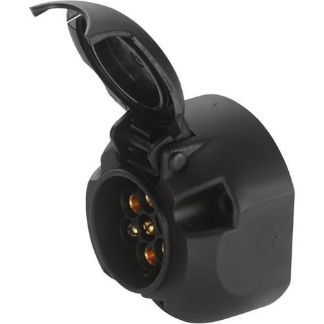 Fiche 7 Pôles - 1 Unité - Polypropylène Noir - Norme ISO 1724 Type N - Pour Remorque 12V (1/5)