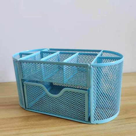 Schreibtisch-Organizer, Schreibtisch-Organizer aus Metalldrahtgitter/Stiftehalter/Büroaccessoire/Stiftehalter, Multifunktionales Büroprodukt für Zuhause, Schule und Büro, Hellblau (1/5)