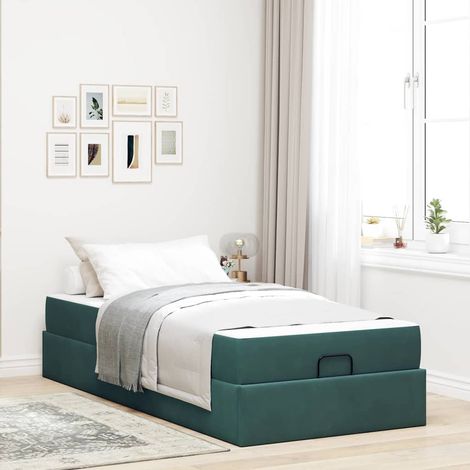 Estructura de cama Verde oscuro 100 x 200 cm Terciopelo
