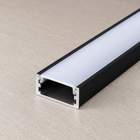 Profilo in alluminio nero per striscia LED - Diffusore opalino (1/5)